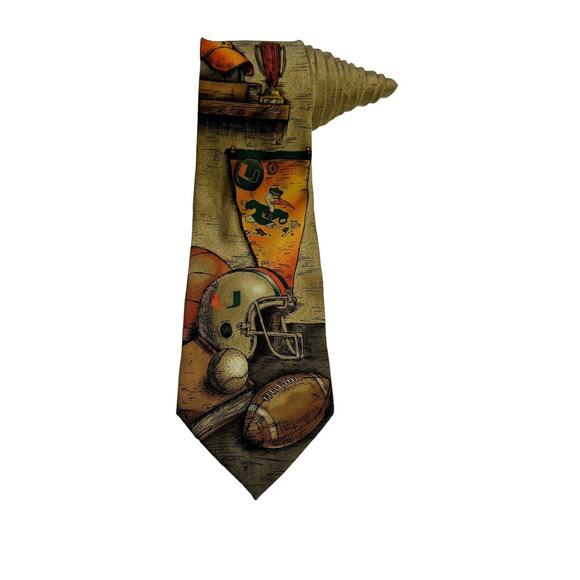 Eagle Wings University Of Miami Sports Football Baseball Necktie Novelty Vintage - Picture 1 of 6